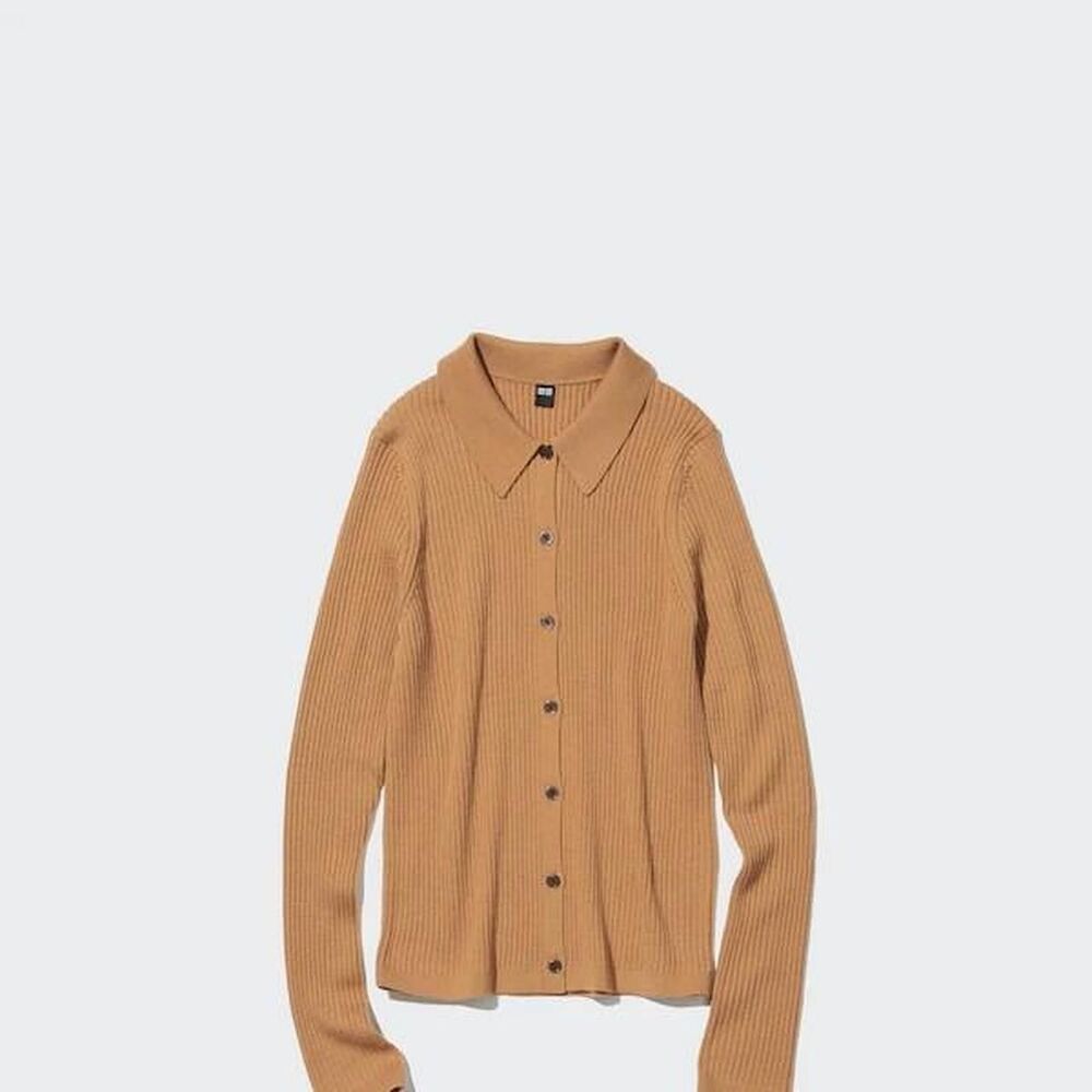 Uniqlo Women's Tan and Brown Cardigan